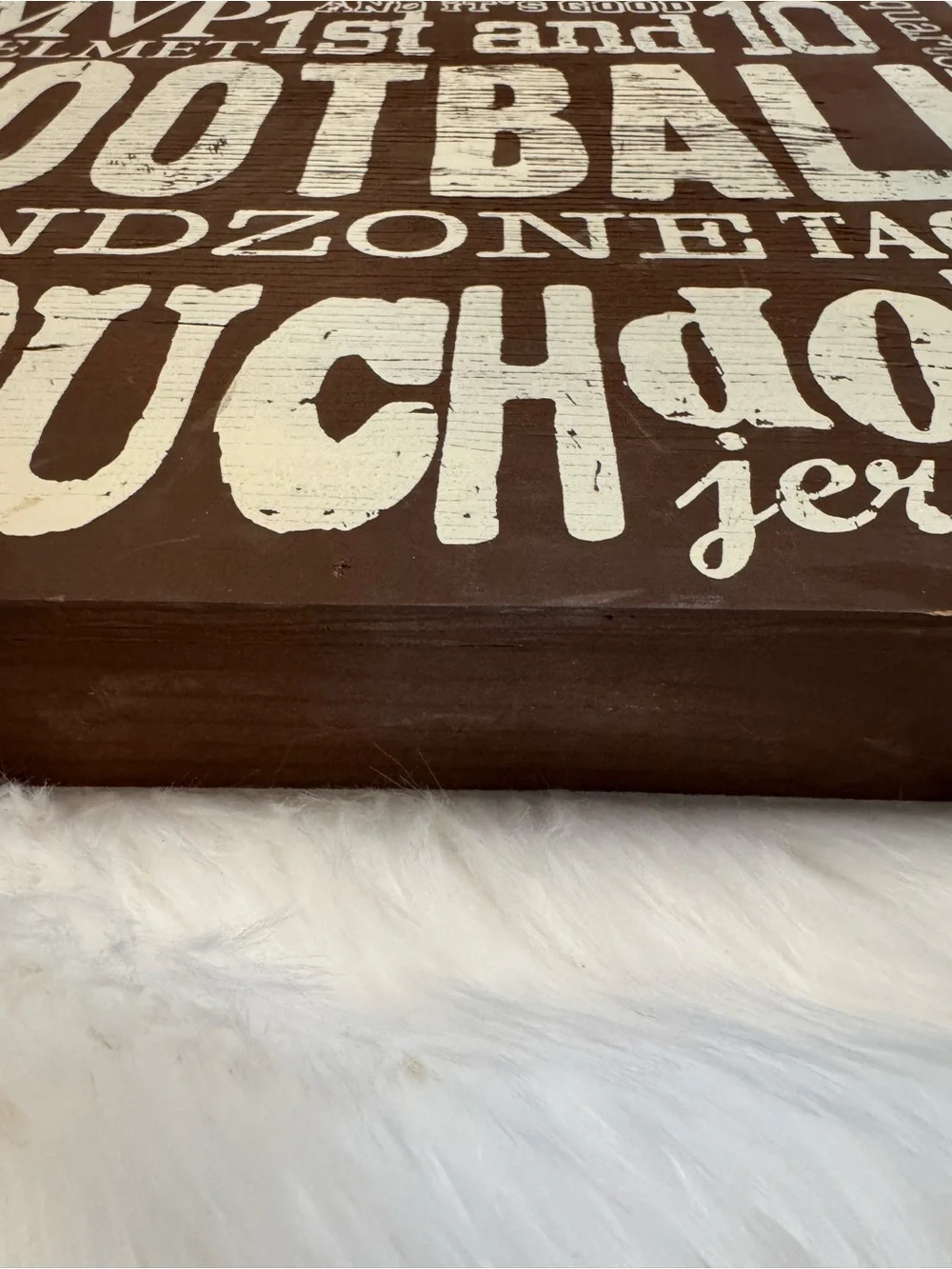 Distressed Wood Football Word Art Sign Wall Decor 16x14